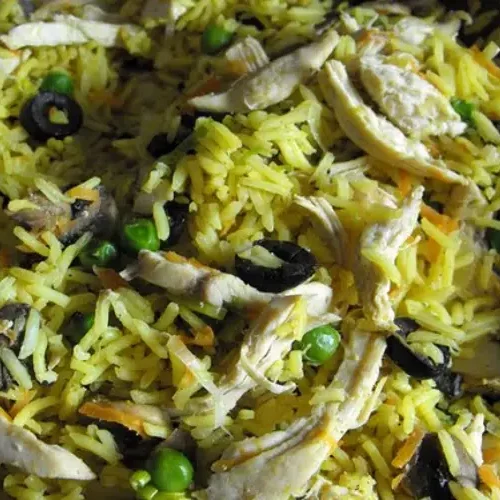 Receita de Arroz de caril com frango e legumes