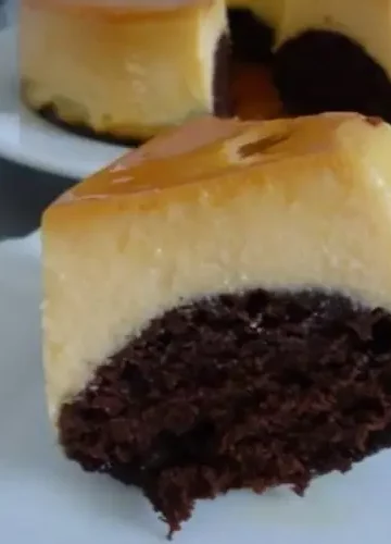 Receita de Bolo Pudim de baunilha e chocolate