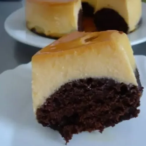 Receita de Bolo Pudim de baunilha e chocolate